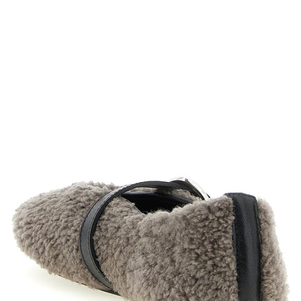 KATE CATE Gray Calfskin Ballet Flats