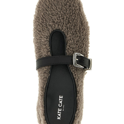 KATE CATE Gray Calfskin Ballet Flats