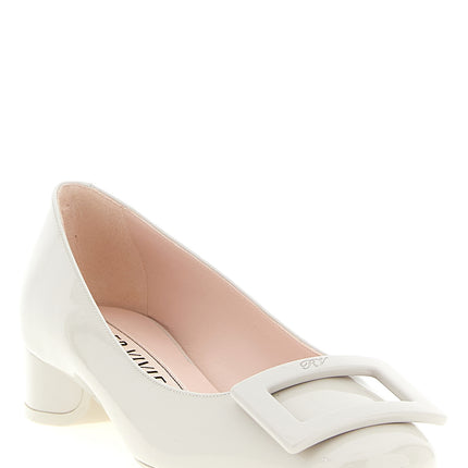 Roger Vivier Gray Calfskin Mid Heel Pumps