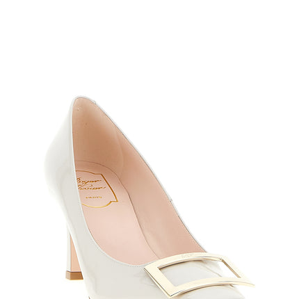 Roger Vivier Gray Calfskin Mid Heel Pumps