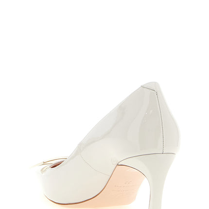 Roger Vivier Gray Calfskin Mid Heel Pumps