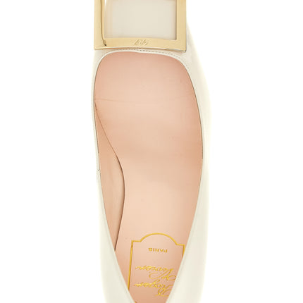 Roger Vivier Gray Calfskin Mid Heel Pumps