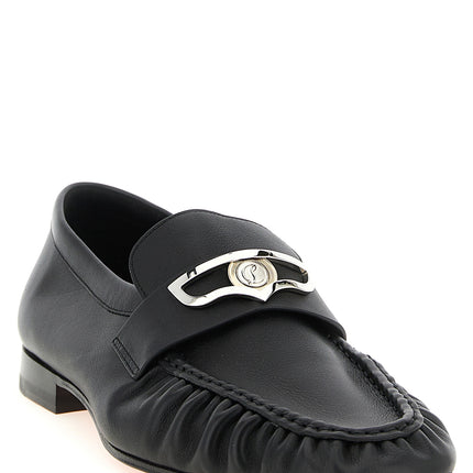 Christian Louboutin Black Calfskin Slip-On Loafers
