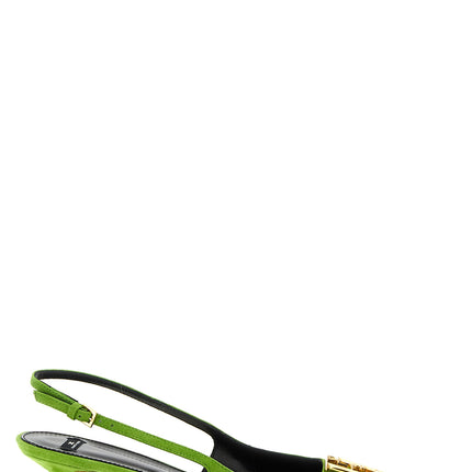 Elisabetta Franchi Bicolor Leather Mid Heel Pumps