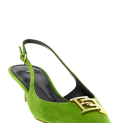 Elisabetta Franchi Bicolor Leather Mid Heel Pumps