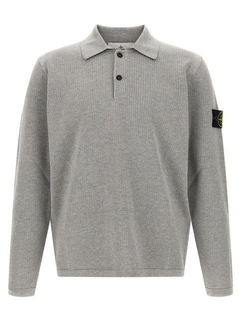 Stone Island Gray Cotton Polo Shirt