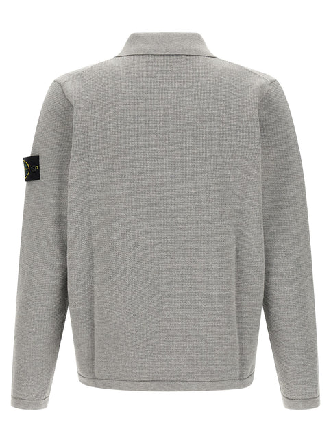 Stone Island Gray Cotton Polo Shirt