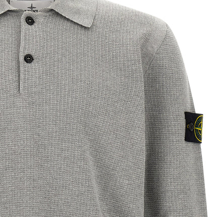 Stone Island Gray Cotton Polo Shirt
