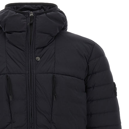 Stone Island Blue Polyamide Full-Length Jacket