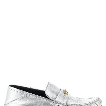Versace Silver Lamb Leather Slip-On Loafers