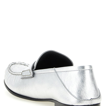 Versace Silver Lamb Leather Slip-On Loafers