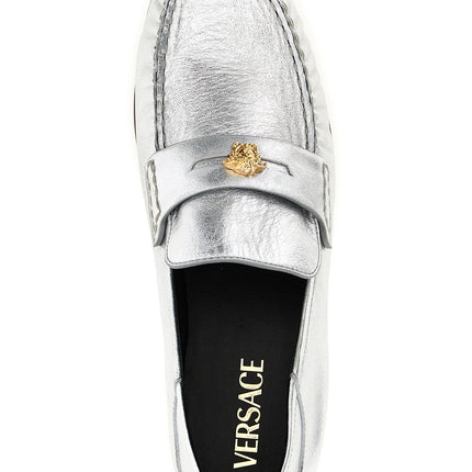 Versace Silver Lamb Leather Slip-On Loafers