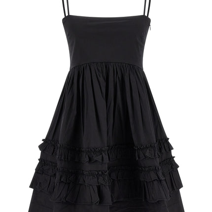 Ganni Black Cotton Short Dress