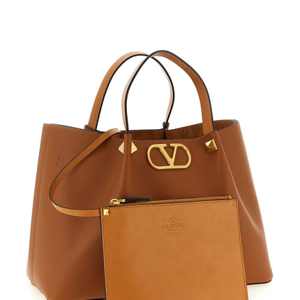 Valentino Garavani Brown Calfskin Tote Bag