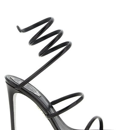 RENE CAOVILLA Black Calfskin Stiletto Heel Sandals