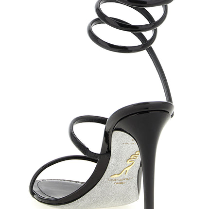 RENE CAOVILLA Black Calfskin Stiletto Heel Sandals