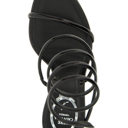 RENE CAOVILLA Black Calfskin Stiletto Heel Sandals