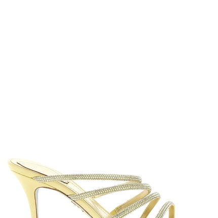RENE CAOVILLA Gold Viscose Stiletto Heel Sandals