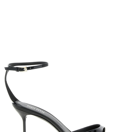 Paris Texas Black Calfskin Stiletto Heel Sandals