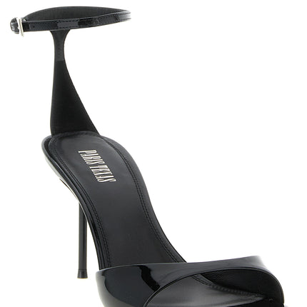 Paris Texas Black Calfskin Stiletto Heel Sandals