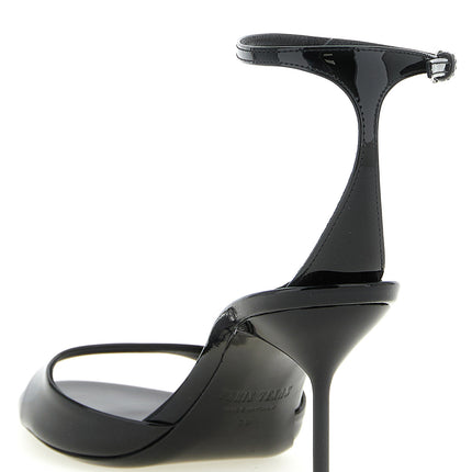 Paris Texas Black Calfskin Stiletto Heel Sandals
