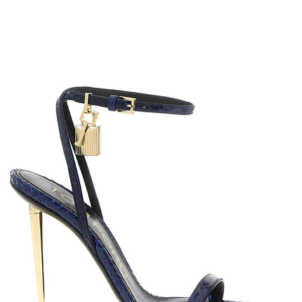 Tom Ford Blue Calfskin Stiletto Heel Sandals