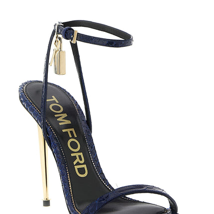 Tom Ford Blue Calfskin Stiletto Heel Sandals