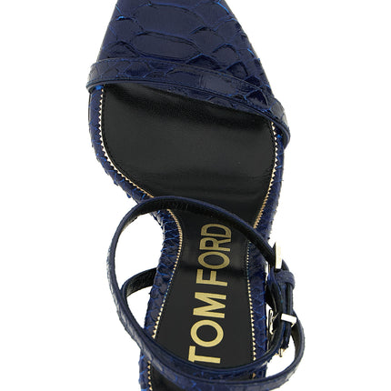 Tom Ford Blue Calfskin Stiletto Heel Sandals