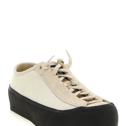 Stone Island Beige Calfskin Low Top Sneakers