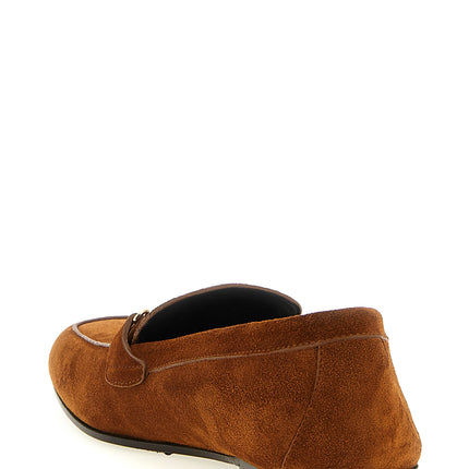 Versace Brown Calfskin Slip-On Loafers