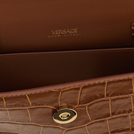 Versace Brown Calfskin Handbag