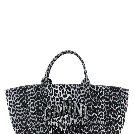 Ganni Gray Recycled Cotton Tote Bag