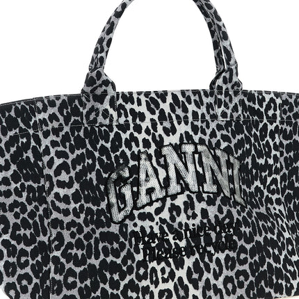 Ganni Gray Recycled Cotton Tote Bag