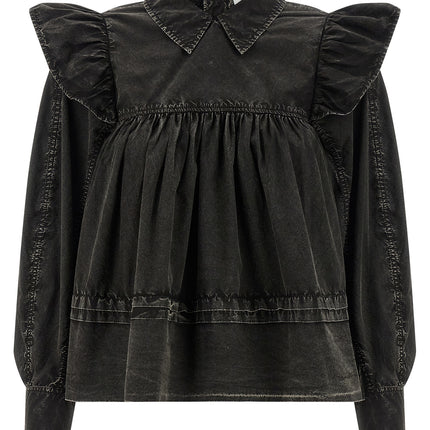 Ganni Black Organic Cotton Blouse