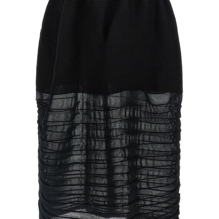 Issey Miyake Black Polyester Midi Skirt