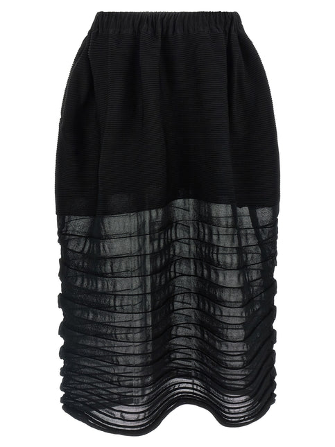 Issey Miyake Black Polyester Midi Skirt