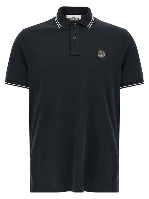 Stone Island Blue Cotton Polo Shirt