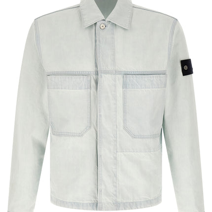 Stone Island Blue Cotton Denim Jacket