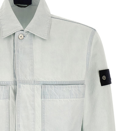 Stone Island Blue Cotton Denim Jacket
