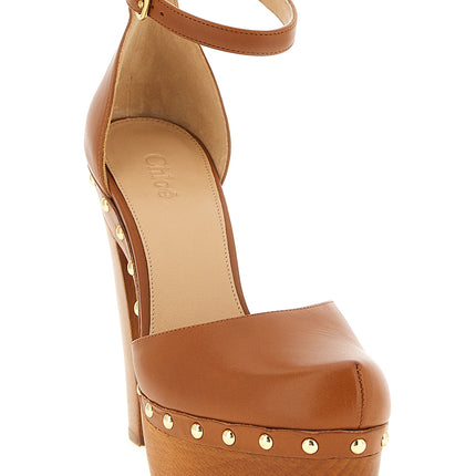 Chloé Brown Lamb Leather High Heel Pumps