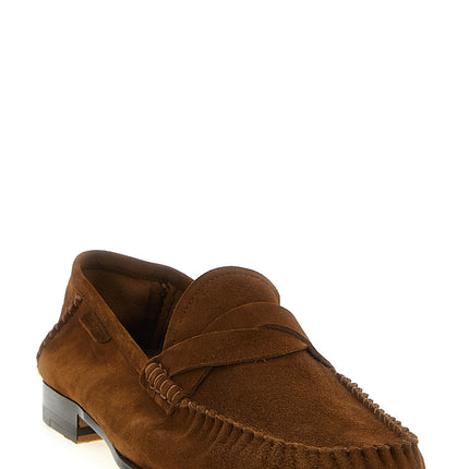 Tom Ford Brown Suede Leather Slip-On Loafers