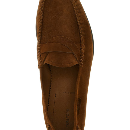 Tom Ford Brown Suede Leather Slip-On Loafers
