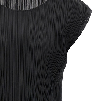 PLEATS PLEASE ISSEY MIYAKE Black Polyester Midi Dress