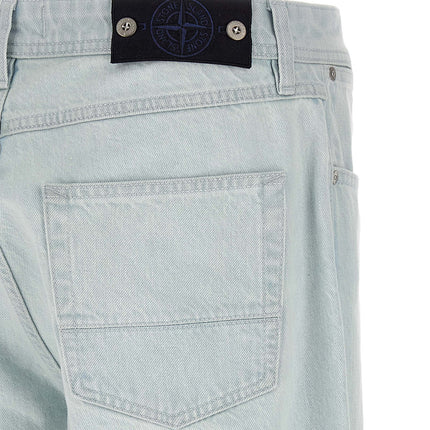 Stone Island Blue Cotton Straight-Leg Jeans