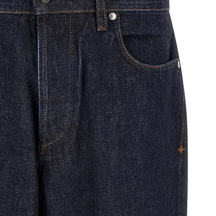 Stone Island Blue Cotton Straight-Leg Jeans