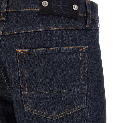 Stone Island Blue Cotton Straight-Leg Jeans