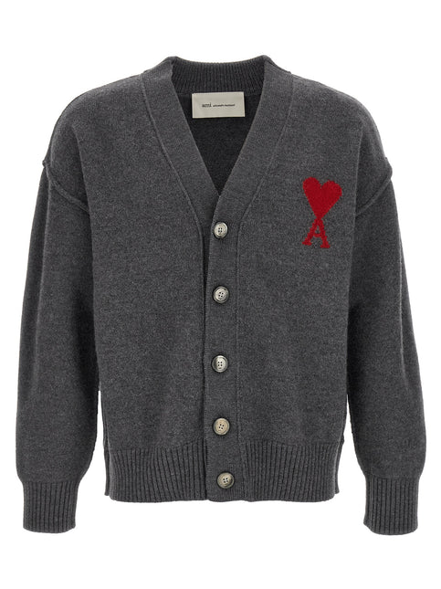 Ami Paris Gray Wool Cardigan