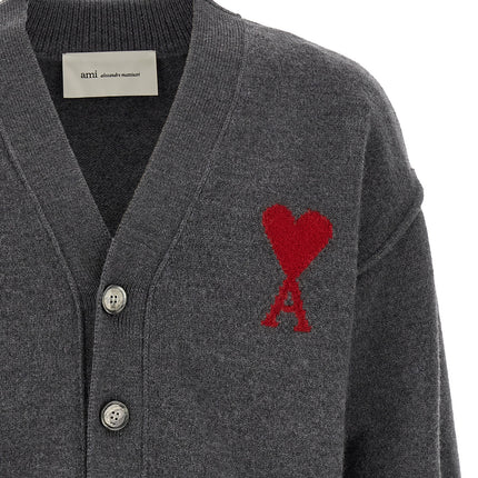 Ami Paris Gray Wool Cardigan