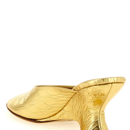 Dries Van Noten Gold Calfskin Wedge Sandals