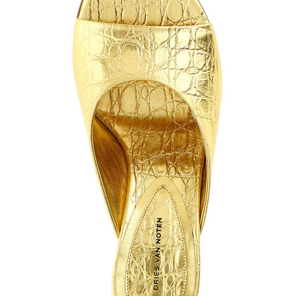 Dries Van Noten Gold Calfskin Wedge Sandals